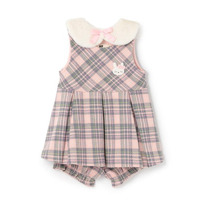 雙層提花格紋嬰兒套裝【附圍巾】