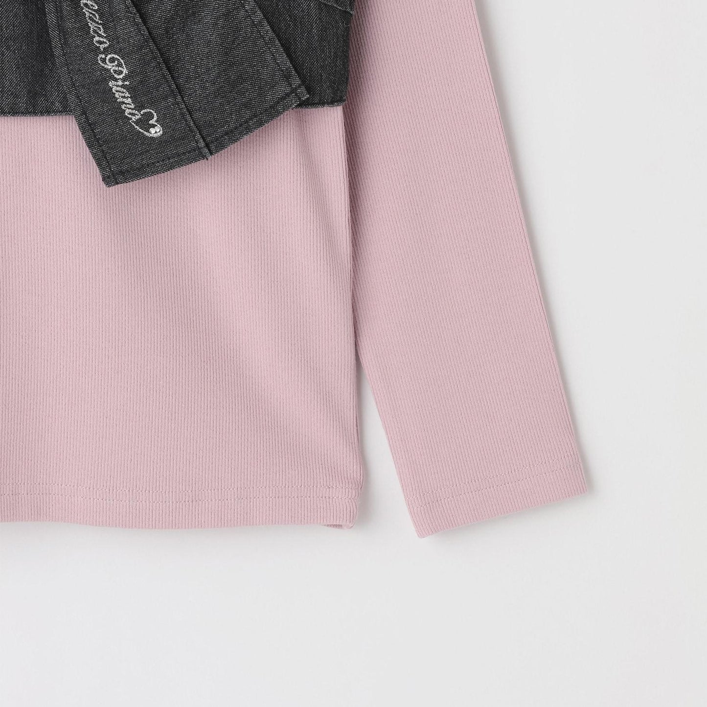 亮片牛仔蝴蝶結吊帶背心&長袖T恤套裝