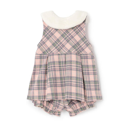 雙層提花格紋嬰兒套裝【附圍巾】