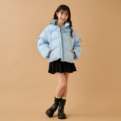 蝴蝶結塔夫綢仿羽絨夾克