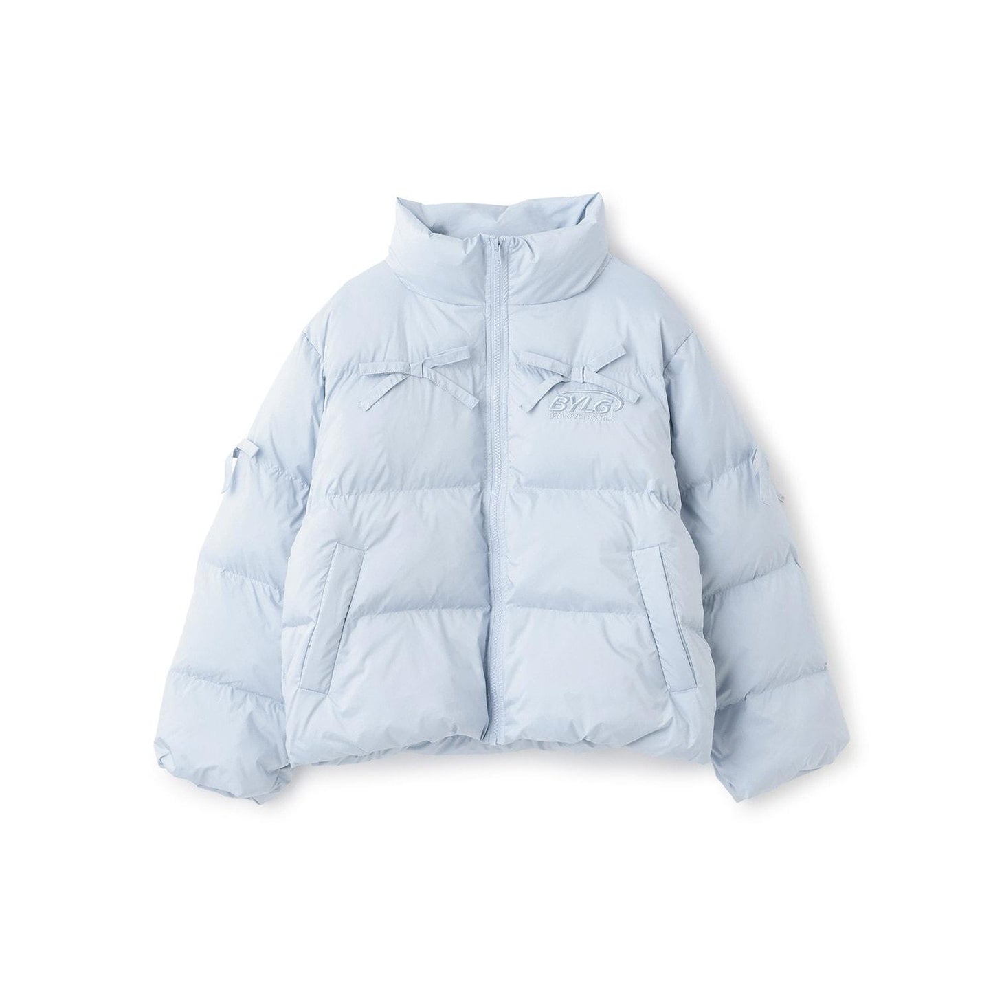 蝴蝶結塔夫綢仿羽絨夾克