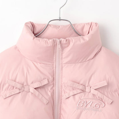 蝴蝶結塔夫綢仿羽絨夾克