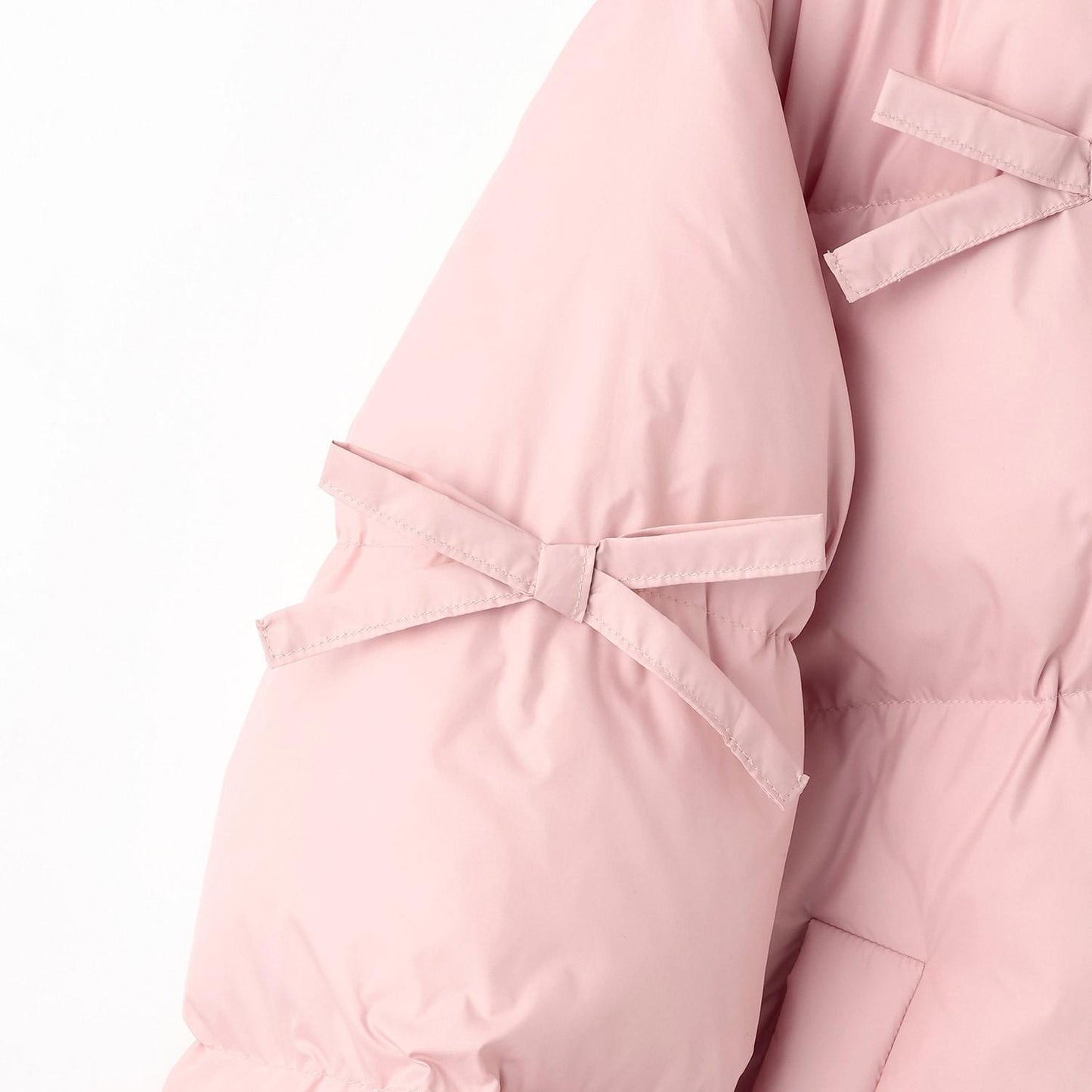 蝴蝶結塔夫綢仿羽絨夾克