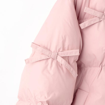 蝴蝶結塔夫綢仿羽絨夾克