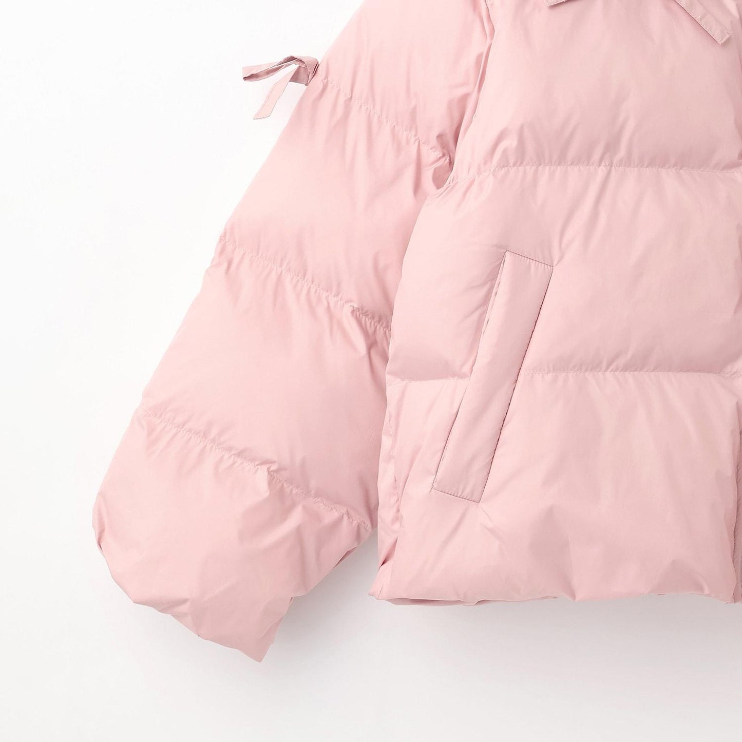 蝴蝶結塔夫綢仿羽絨夾克