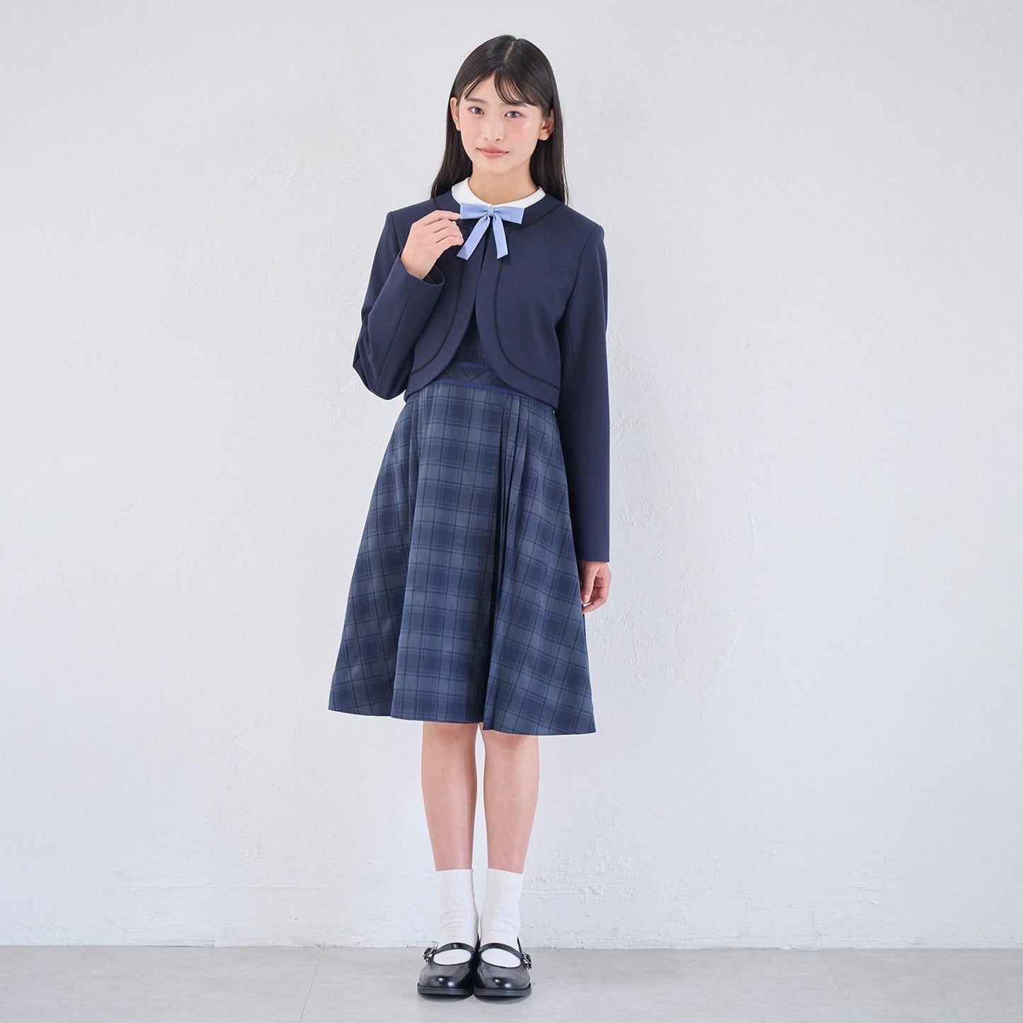 【畢業服】【套裝商品】短外套+白色翻領連衣裙