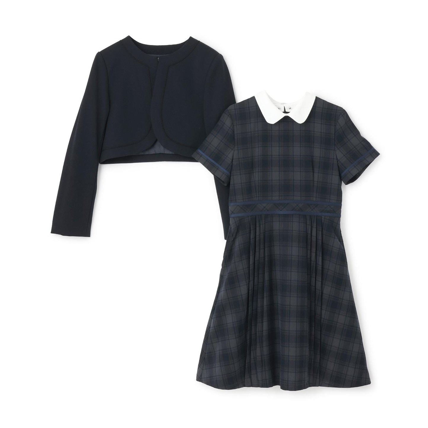 【畢業服】【套裝商品】短外套+白色翻領連衣裙