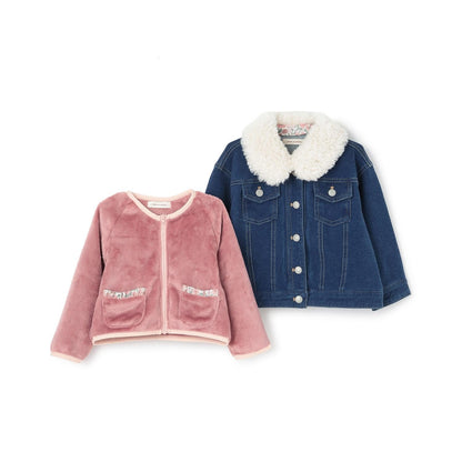 三穿法可拆卸圍巾針織牛仔夾克