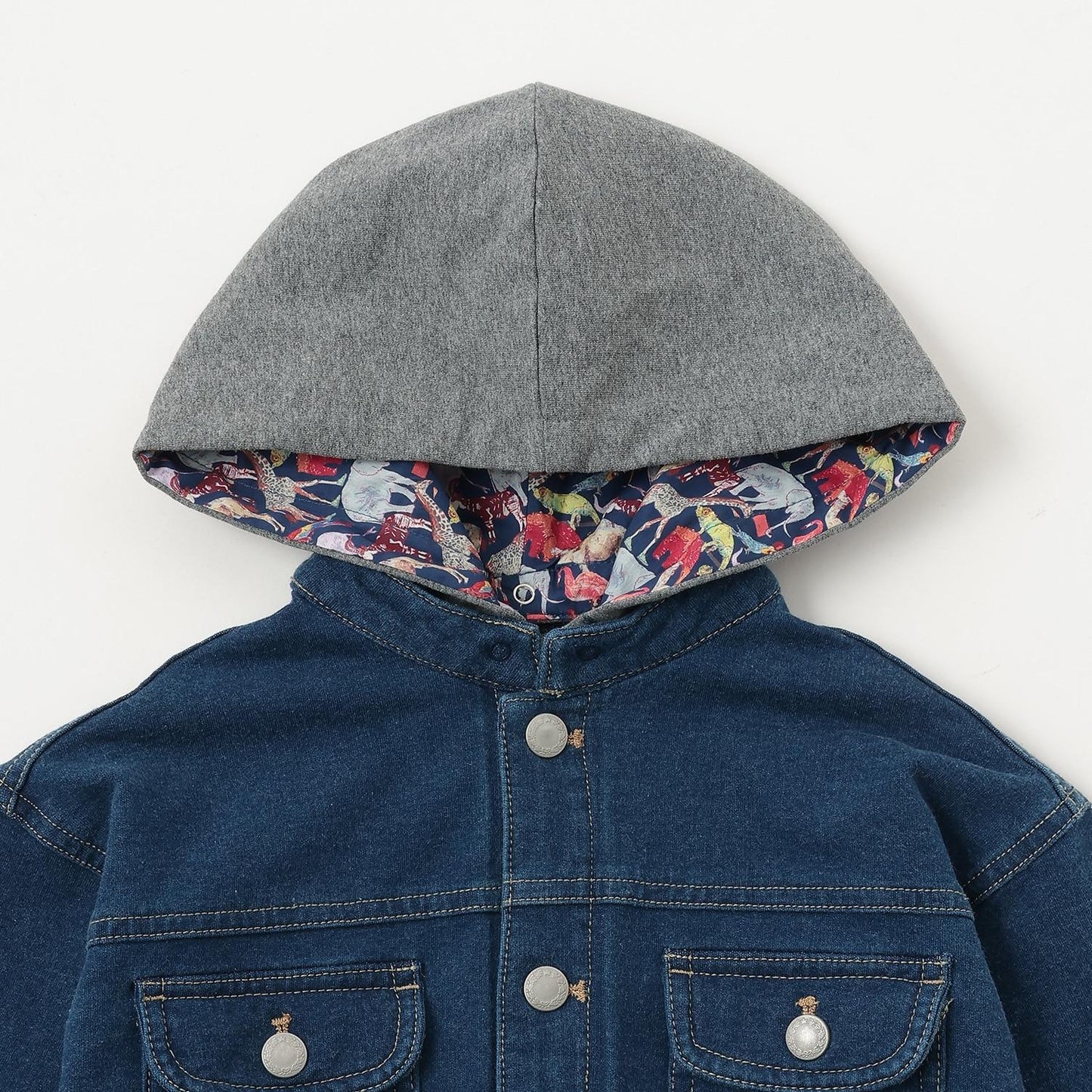 三穿連帽針織牛仔夾克