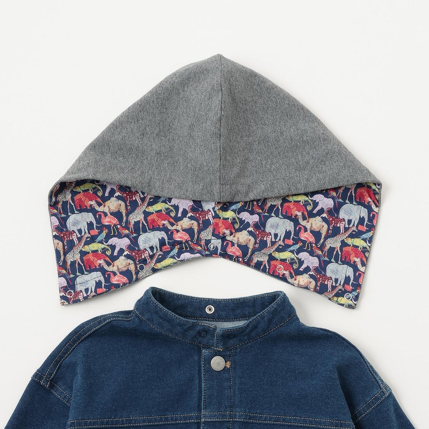 三穿連帽針織牛仔夾克