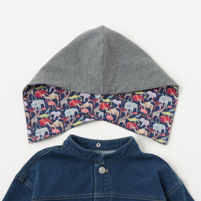 三穿連帽針織牛仔夾克