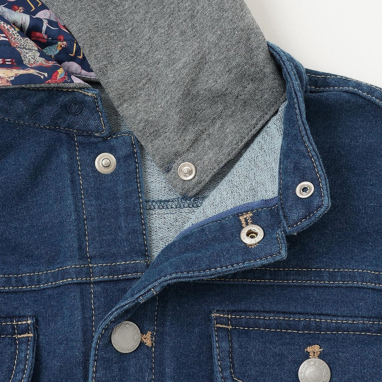 三穿連帽針織牛仔夾克