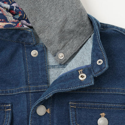 三穿連帽針織牛仔夾克