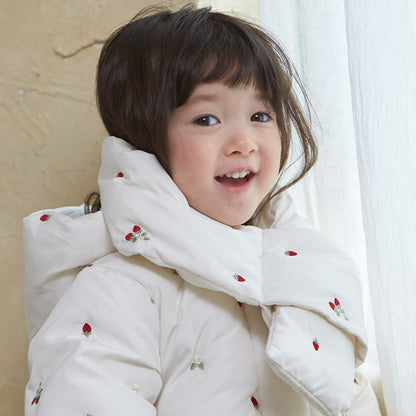 拼色刺繡加棉圍巾