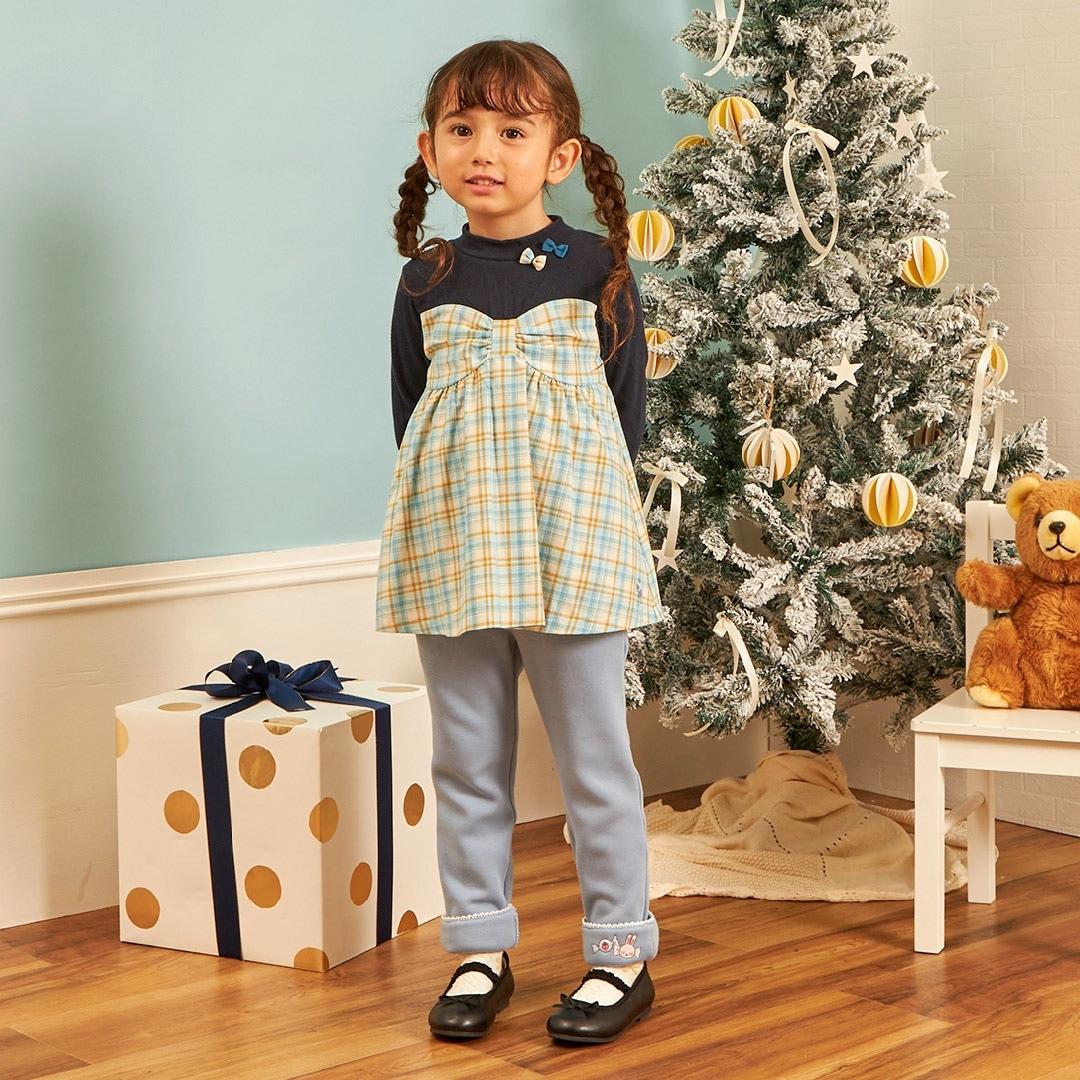 先染格紋×磨毛羅紋疊穿風格長款上衣