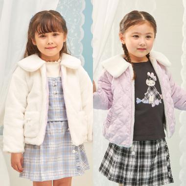 仿皮草蝴蝶結絎縫雙面穿夾克