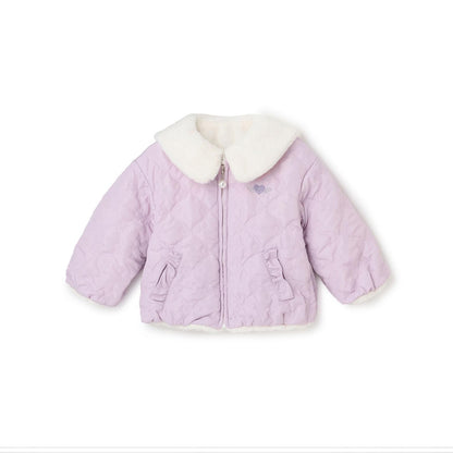 仿皮草蝴蝶結絎縫雙面穿夾克