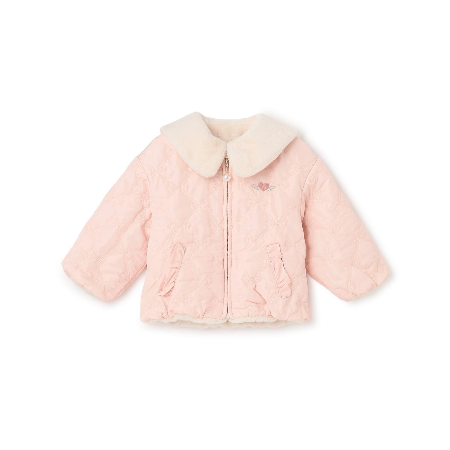 仿皮草蝴蝶結絎縫雙面穿夾克