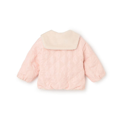 仿皮草蝴蝶結絎縫雙面穿夾克