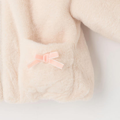 仿皮草蝴蝶結絎縫雙面穿夾克