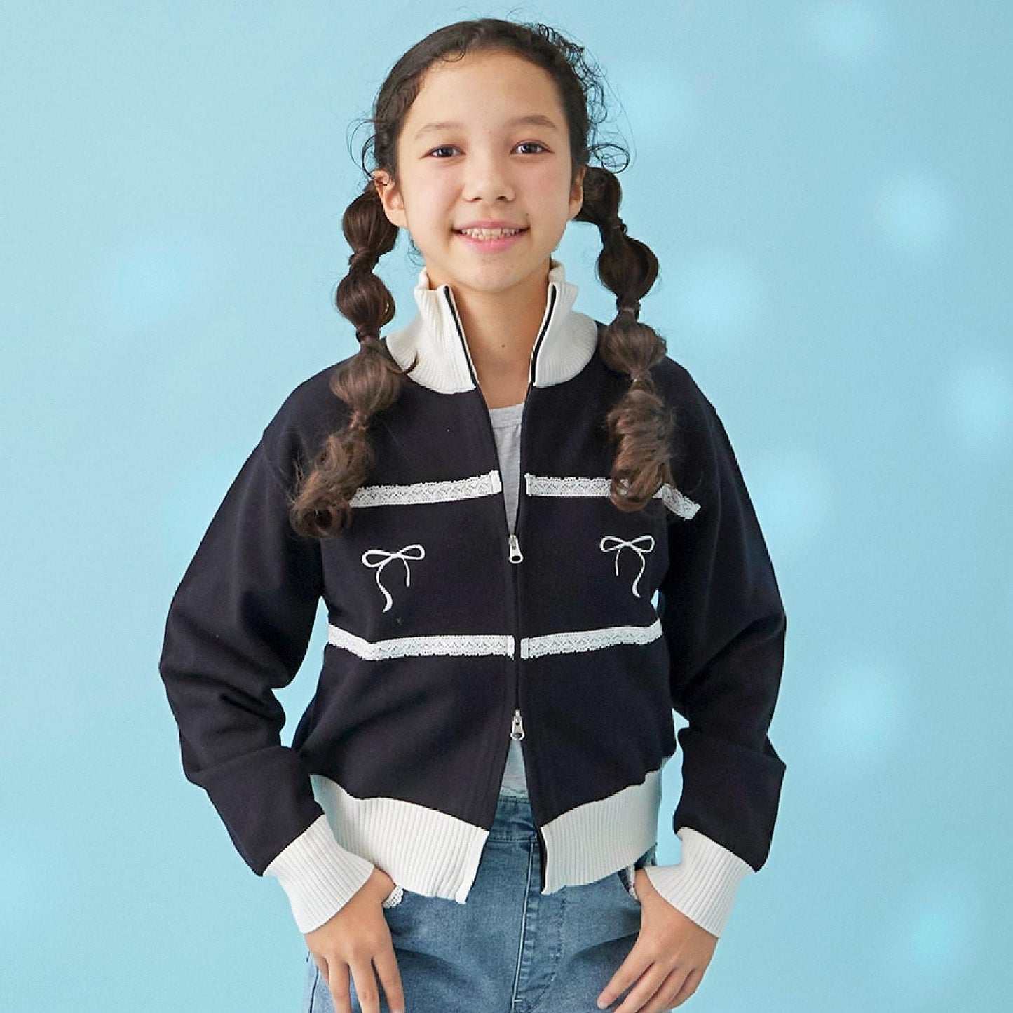 【trois lapins】雙拉鍊針織開衫