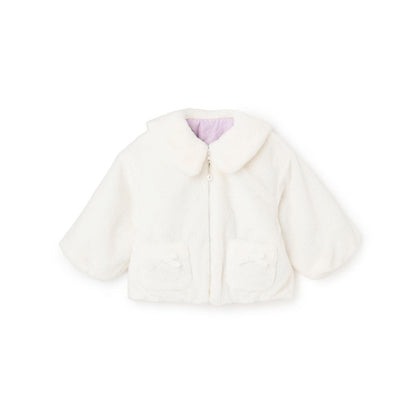 仿皮草蝴蝶結絎縫雙面穿夾克