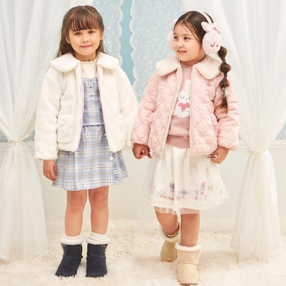 仿皮草蝴蝶結絎縫雙面穿夾克