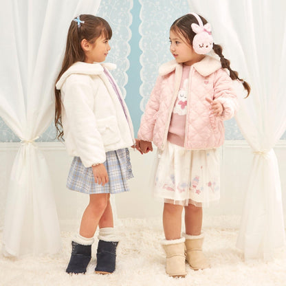 仿皮草蝴蝶結絎縫雙面穿夾克