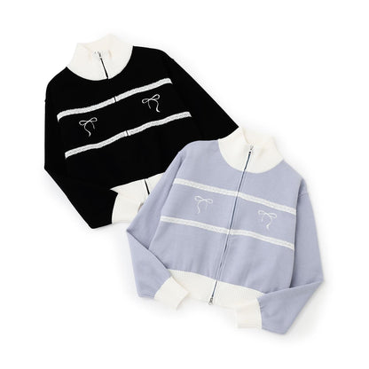 【trois lapins】雙拉鍊針織開衫