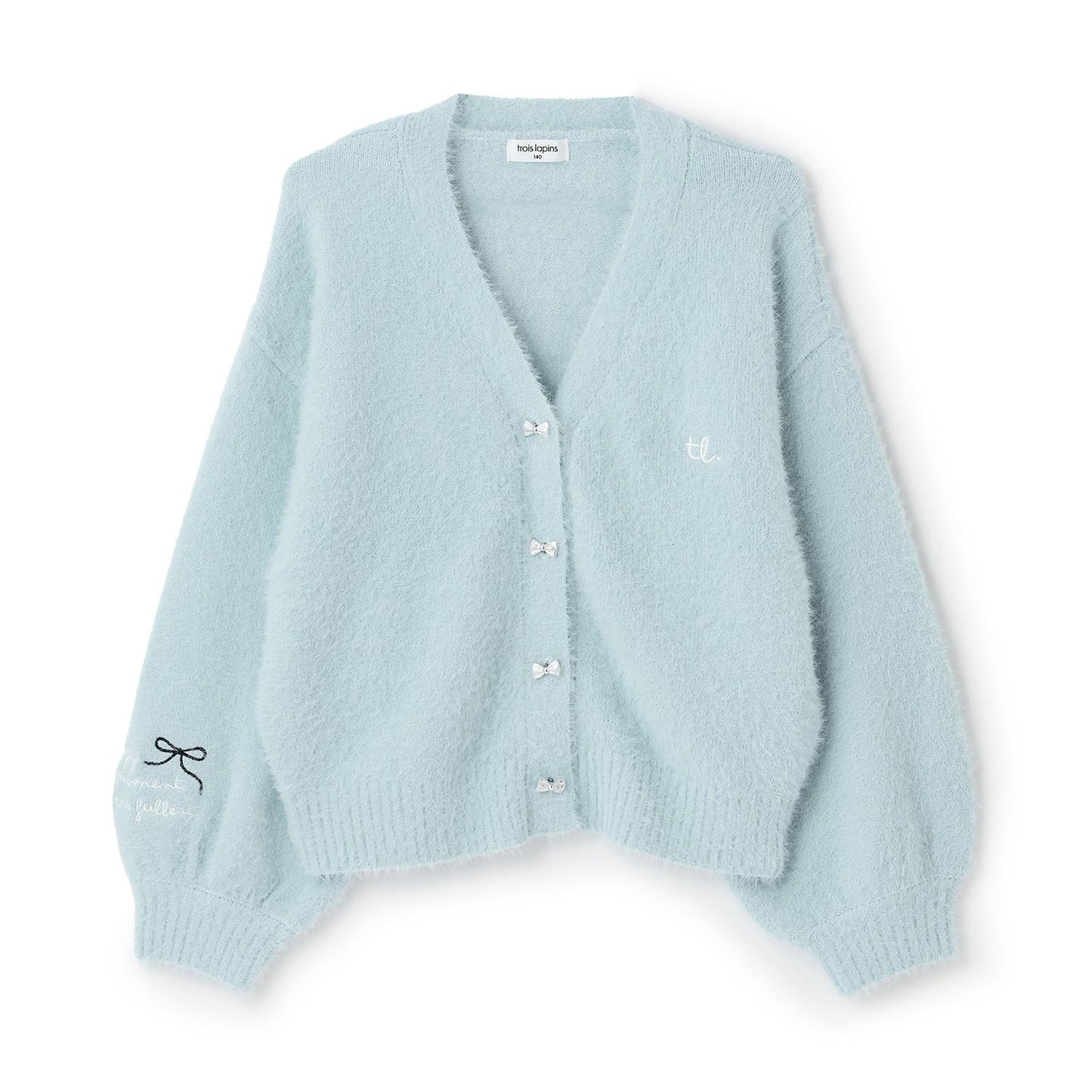 【trois lapins】長毛針織V領開衫