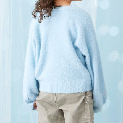 【trois lapins】長毛針織V領開衫