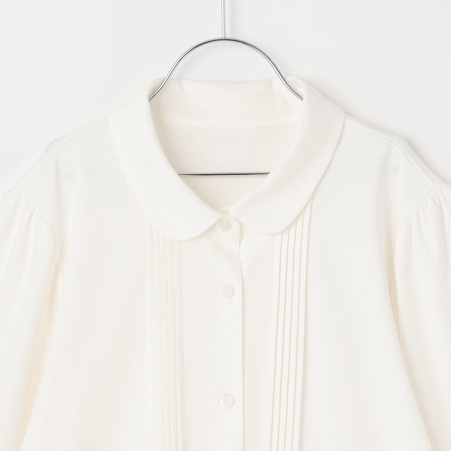 【畢業服】【防汙加工】圓領剪裁襯衫