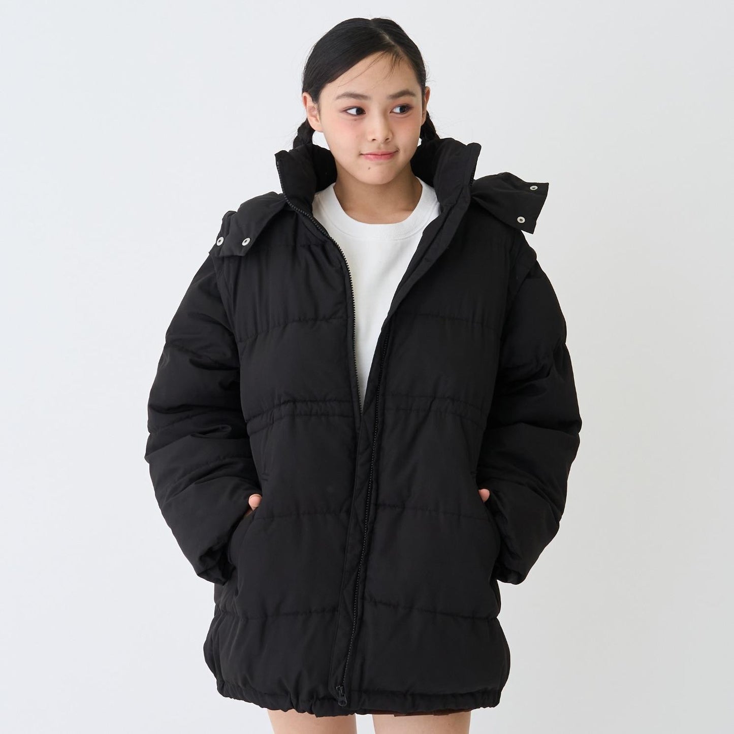 可拆卸袖長款夾克