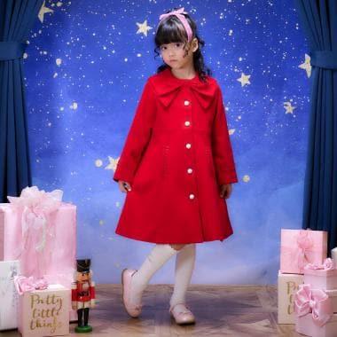 蝴蝶結領羊毛大衣