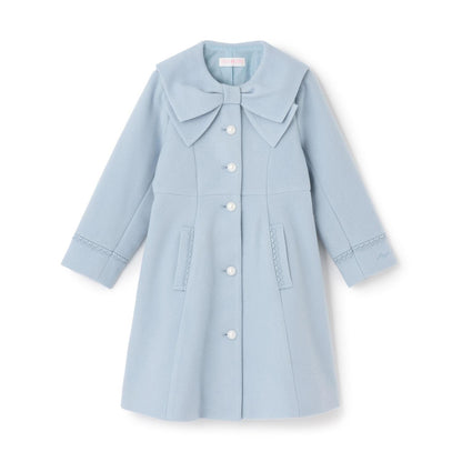 蝴蝶結領羊毛大衣