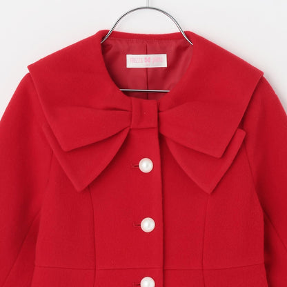 蝴蝶結領羊毛大衣