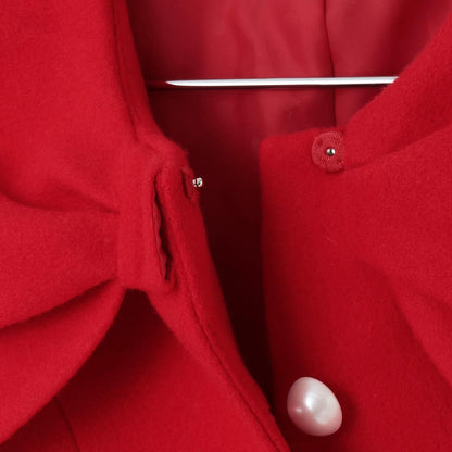 蝴蝶結領羊毛大衣