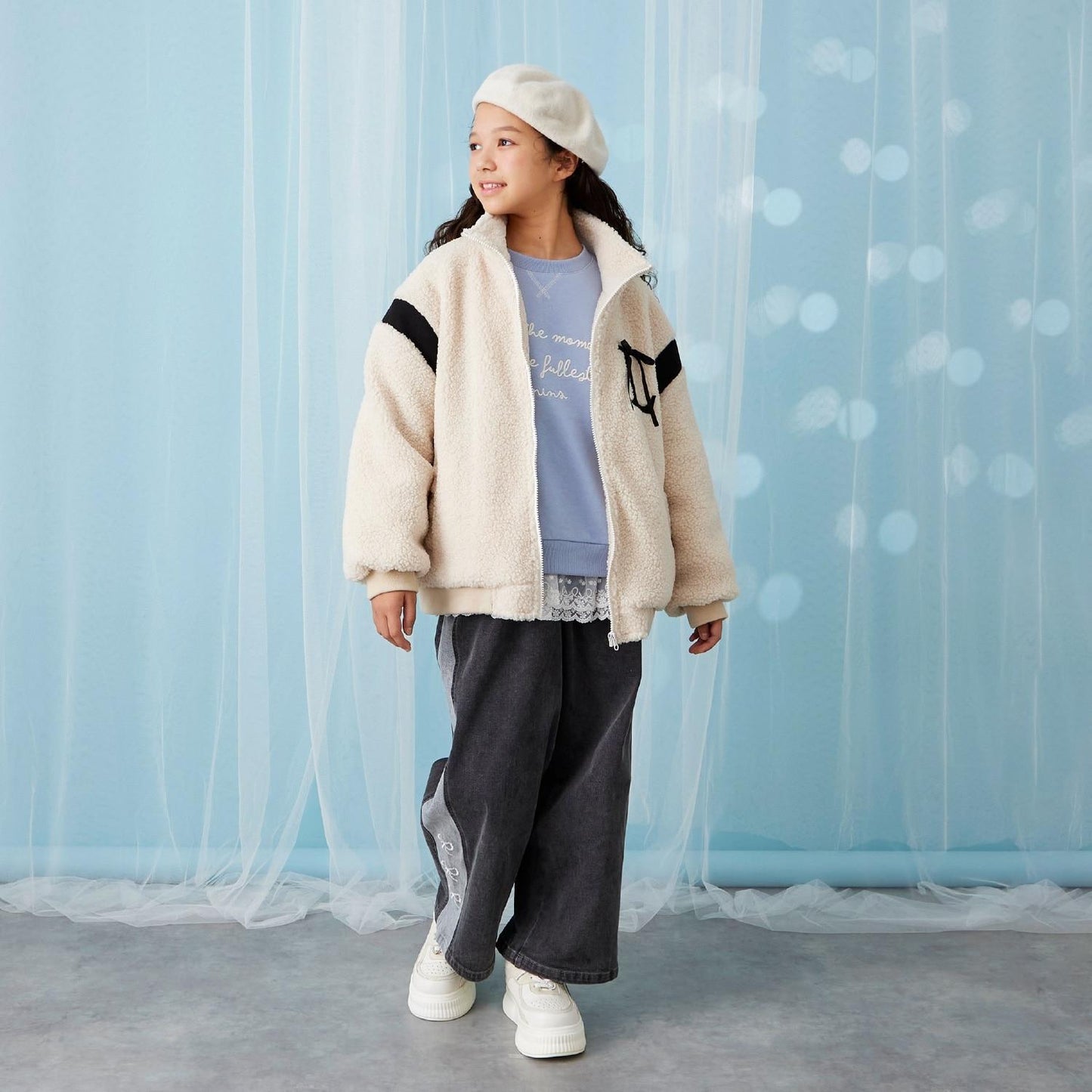 【trois lapins】羊羔絨內襯絎縫夾克