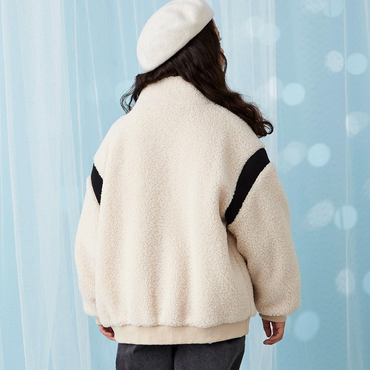 【trois lapins】羊羔絨內襯絎縫夾克