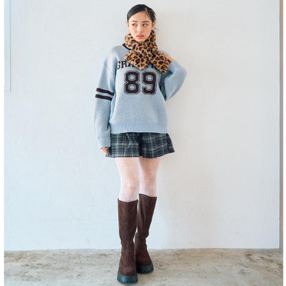 仿馬海毛提花套頭衫