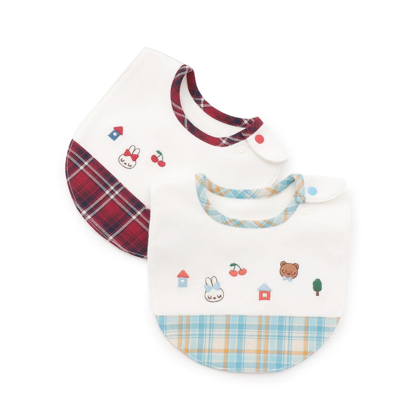 先染格紋×平滑 嬰兒圍兜