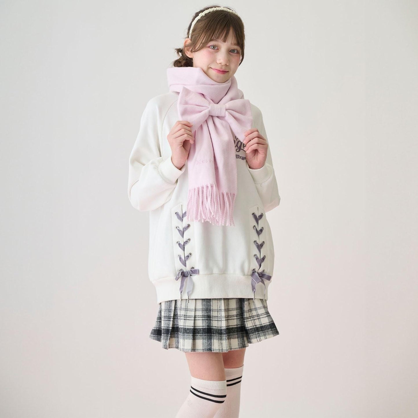 附蝴蝶結髮圈圍巾