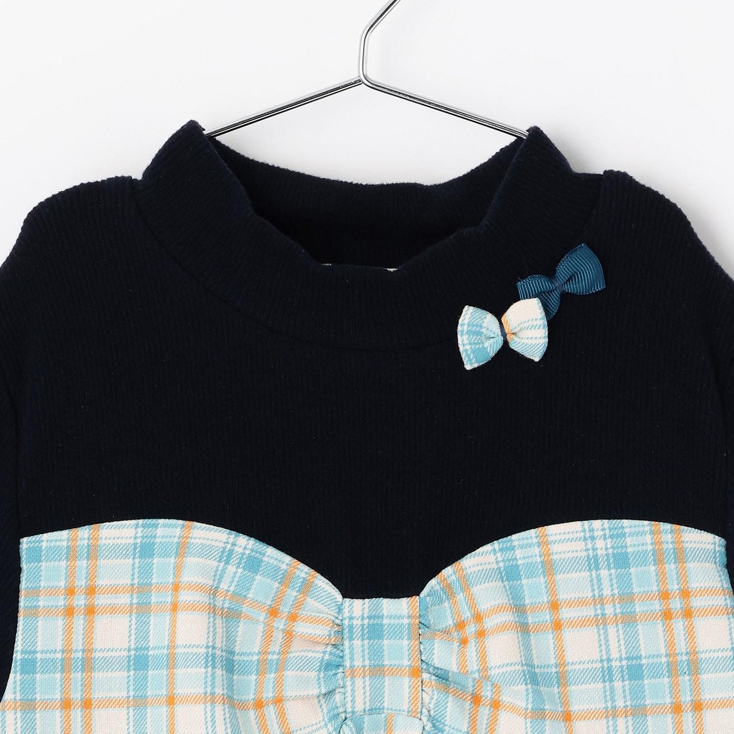 先染格紋×磨毛羅紋疊穿風格長款上衣