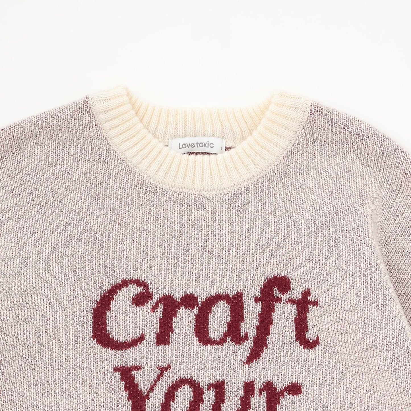 仿馬海毛提花套頭衫