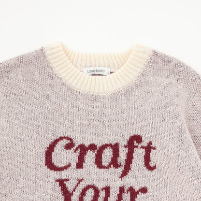 仿馬海毛提花套頭衫