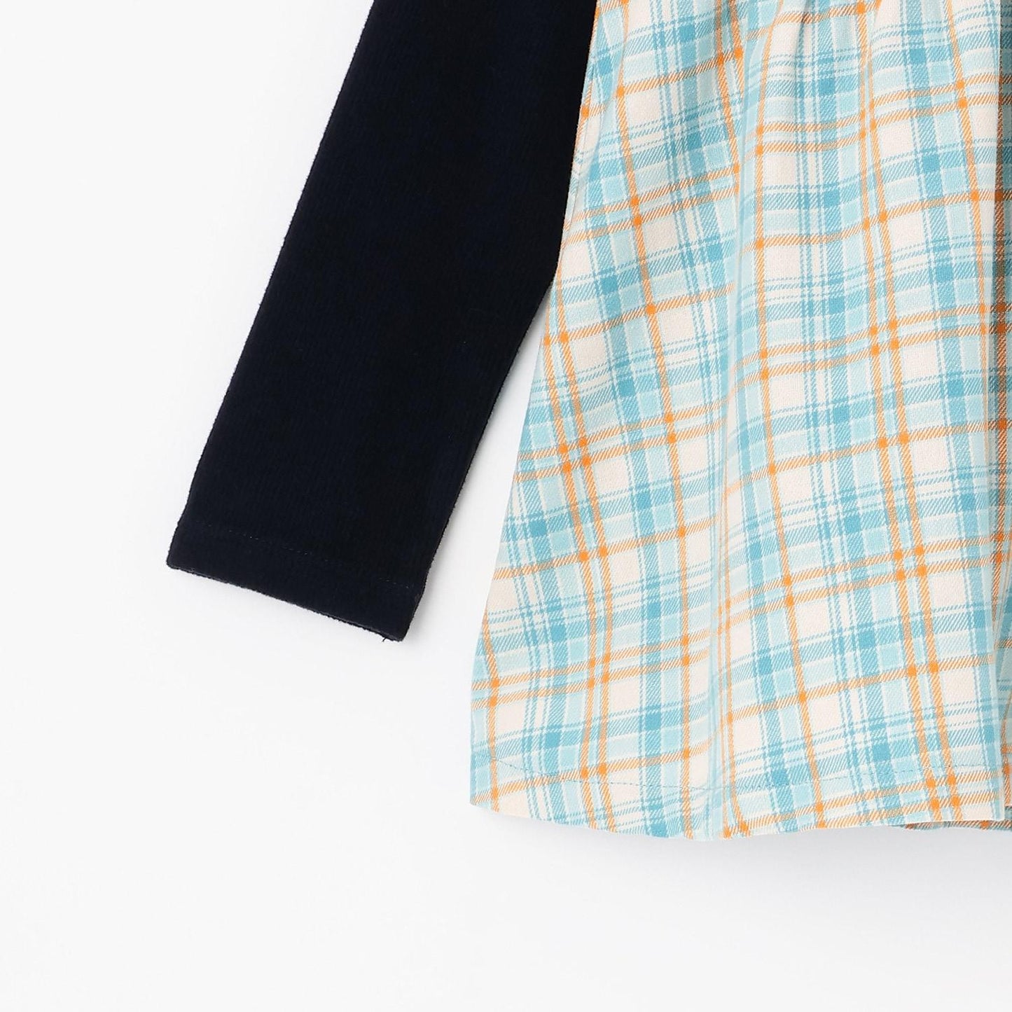 先染格紋×磨毛羅紋疊穿風格長款上衣