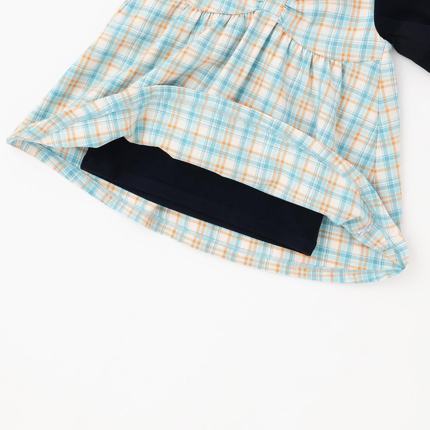 先染格紋×磨毛羅紋疊穿風格長款上衣