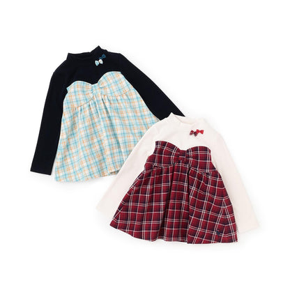 先染格紋×磨毛羅紋疊穿風格長款上衣