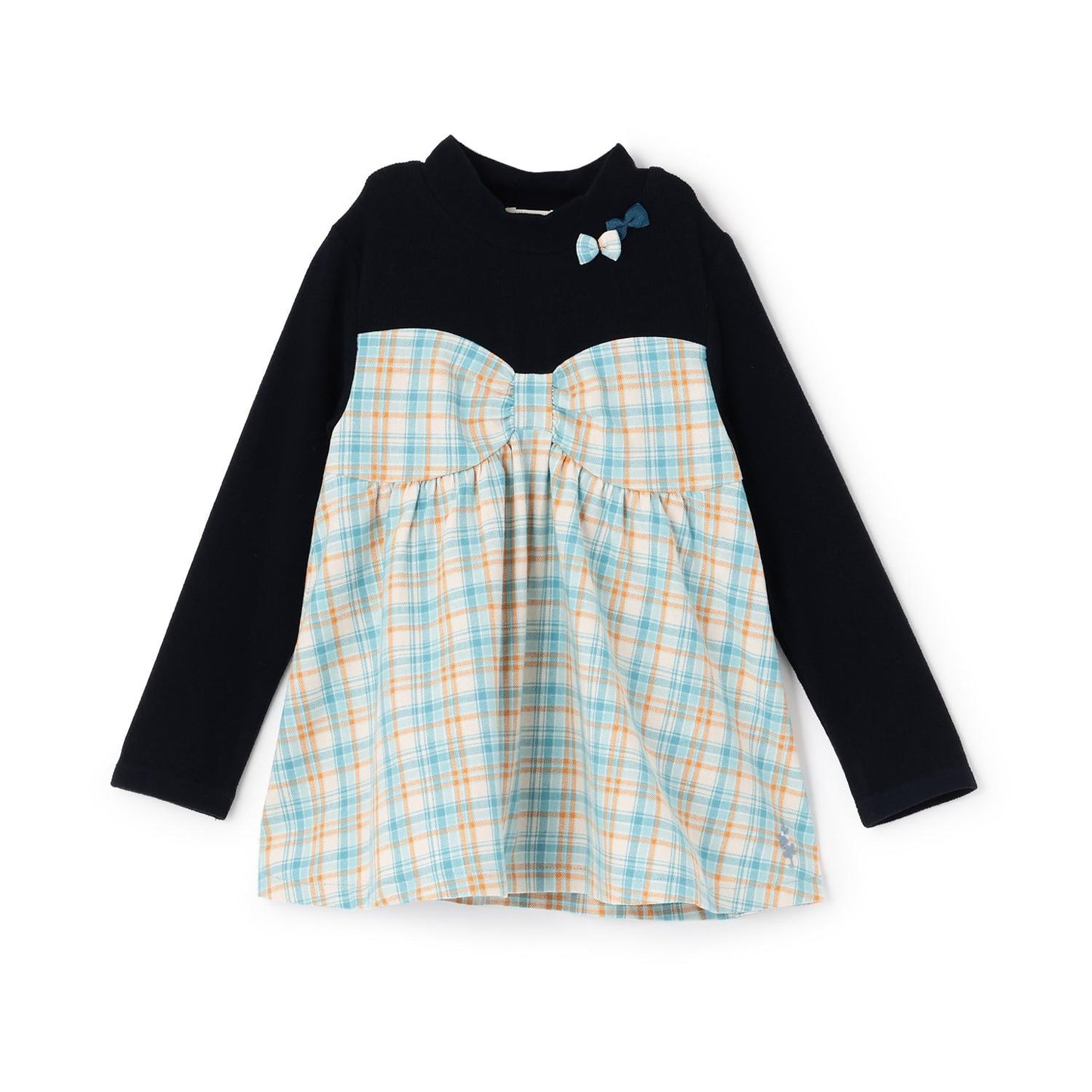 先染格紋×磨毛羅紋疊穿風格長款上衣