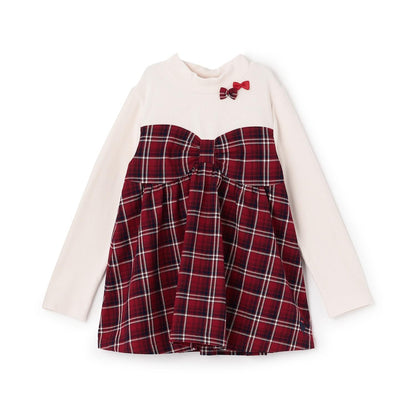 先染格紋×磨毛羅紋疊穿風格長款上衣